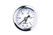 Aeromotive gauge front face showing clear 1.5-inch dial and benefit of quick readings