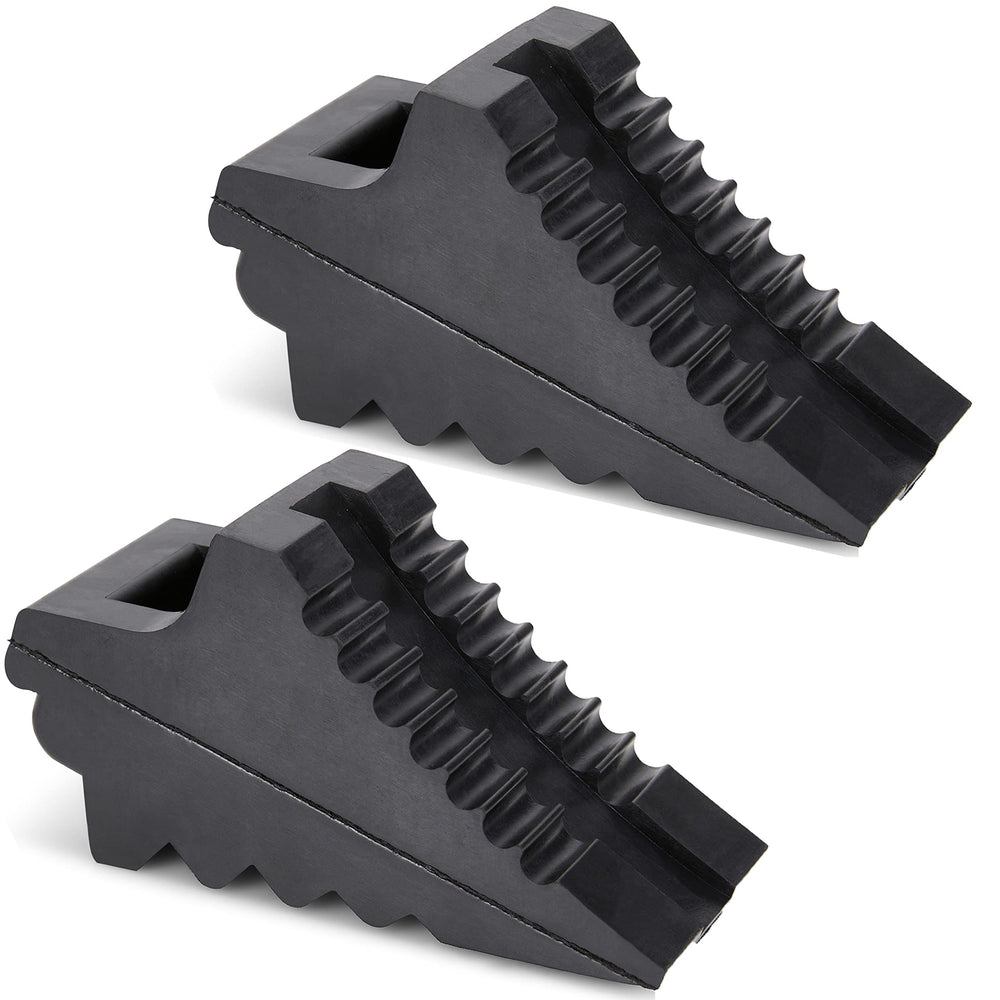 AFA Tooling front view of two chocks showing shape and stability benefit