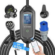 AFYEEV Type 2 front view showing compact charger and benefits in portability