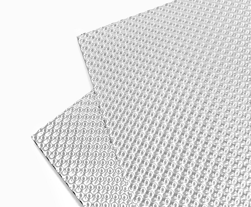 AggSound front view of two heat shield panels showing size and finish, protecting components