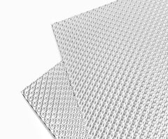 AggSound front view of two heat shield panels showing size and finish, protecting components
