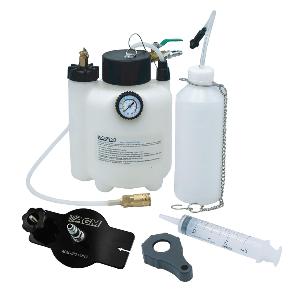 AGM front view of bleeder kit showing compact design and portability benefit
