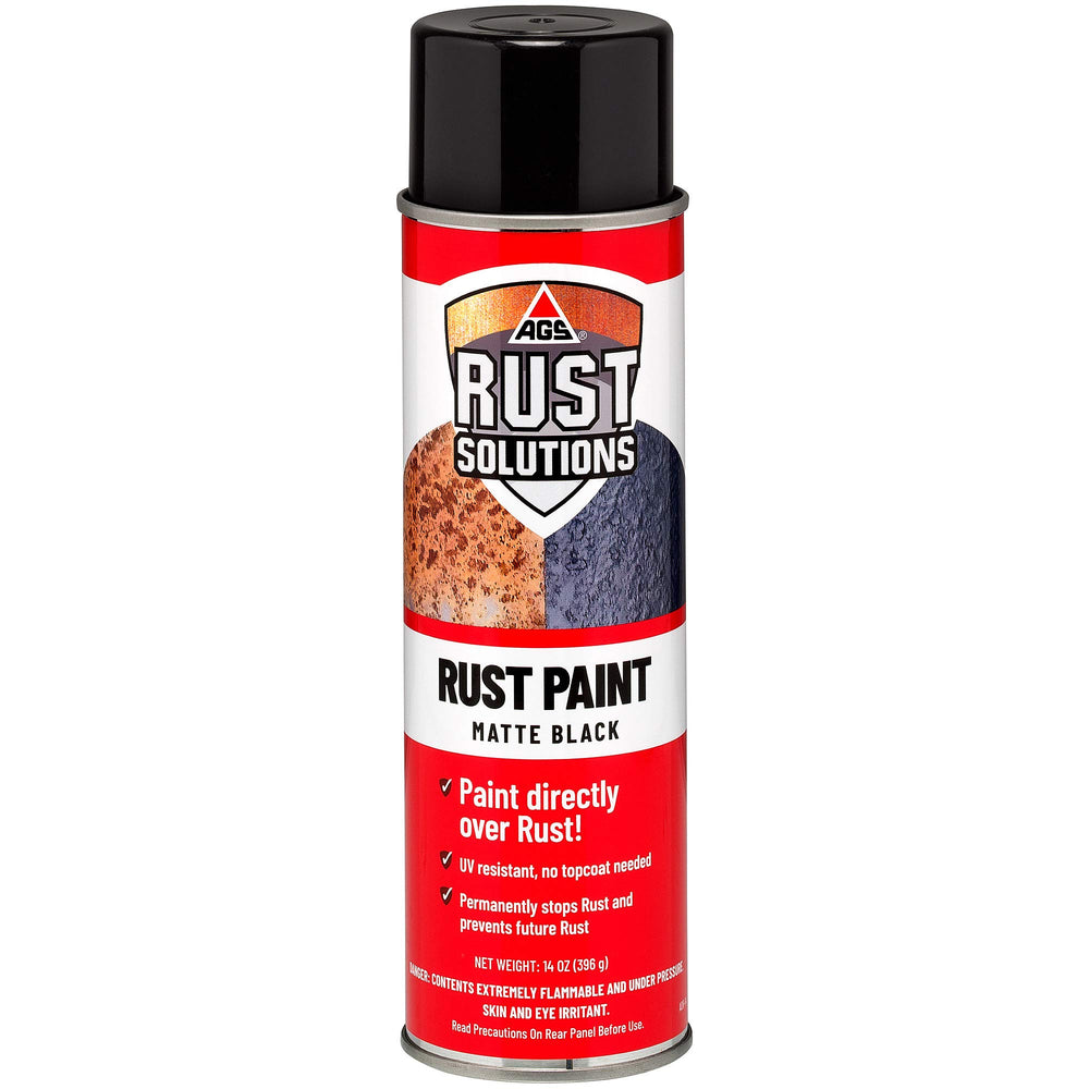AGS RUST SOLUTIONS front can showing matte black label and protection benefits