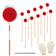 AHKUNMT front view of 10-piece reflective driveway markers showing kit benefit