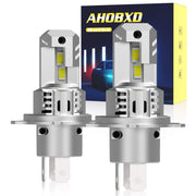 AHOBXD H4 front view pack of 2 showing plug-and-play fit and brighter output