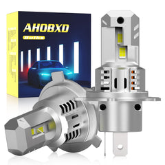 AHOBXD H4 front view showing bright LED face and improved road illumination