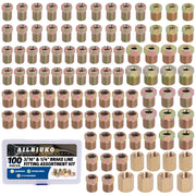 Ailbiuko front packaging showing full 100-piece fittings kit and organized tray for quick selection