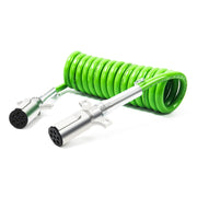 Ailbiuko front view of SAE J560 plug and green coiled cord, durable connection