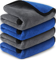 Airlab front view of blue and grey towel set showing compact pack and color contrast for easy use