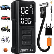 AIRTALLY front view showing compact inflator and ergonomic grip for easy transport