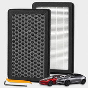 AIRVOLT front packaging for Tesla filter 2-pack showing compatibility and benefits