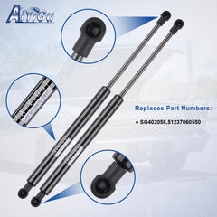 AiYiGu strut mounted on BMW hood, demonstrates secure hood support benefit