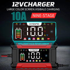 AIYONFEI display close-up showing real-time voltage and charging status for clarity
