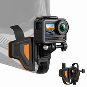 AKASO front view of chin mount showing low-profile stable base benefit