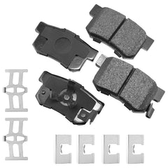 Akebono ACT1086A rear pads in package showing fit and low-dust benefit