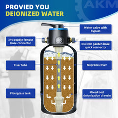 AKM close-up of bypass valve handle for simple switch between bypass and filtration, saves resin