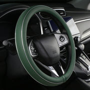 ALEMODR front view of green leather steering cover showcasing design and fit