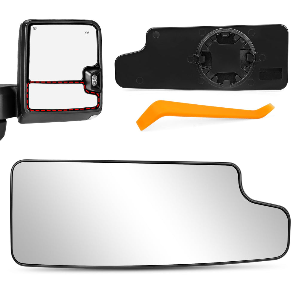 Algrix passenger mirror front view showing exact OEM fit and improved visibility