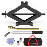 ALIXUEQIN packed kit laid out showing jack and tools for quick roadside repairs