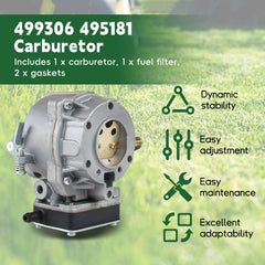 ALL-CARB laid-out package contents with carburetor, fuel filter and two gaskets benefit of ready installation