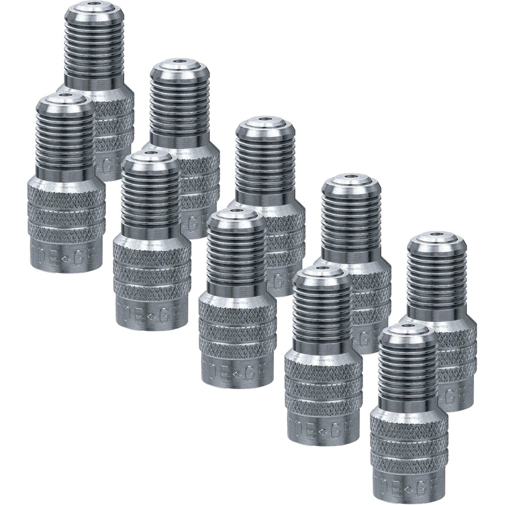 Alligator V2B front view showing 10-pack caps and durable metal finish for reliable sealing