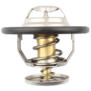 Allmotorparts thermostat front view showing fit and durable flange benefit