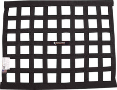 Allstar Performance front view black window net showing full dimensions and fitment benefit