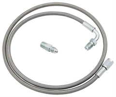 Allstar Performance clutch line front view showing chrome fittings and braided hose for durability