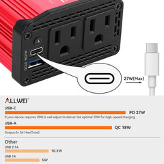 ALLWEI red inverter side profile highlighting durable metal housing benefit