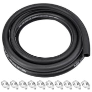 ALLWIN front view of 10ft fuel hose kit showing included clamps and packaging benefits