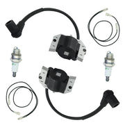 ALRACALL front view of coil kit showing two coils and two spark plugs for reliable replacement