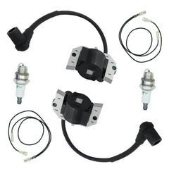 ALRACALL front view of coil kit showing two coils and two spark plugs for reliable replacement