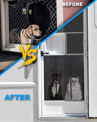 Altyostar installed on an RV door showing preserved screen and continued airflow