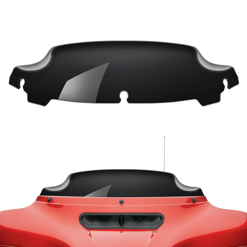 Amazicha windshield front view showing sleek black finish and improved styling