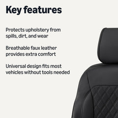 Amazon Basics close-up of breathable faux leather texture offering spill resistance