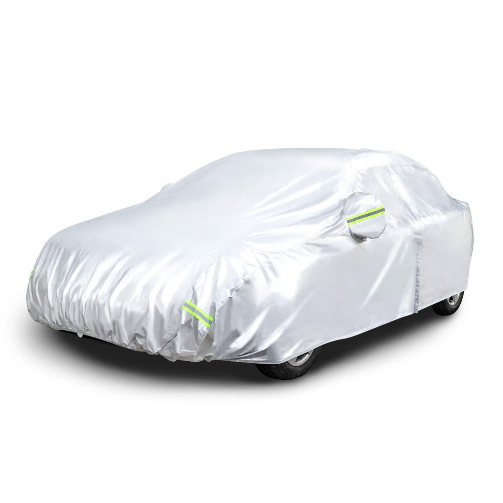 Amazon Basics front view of full car cover showing complete protection and fit