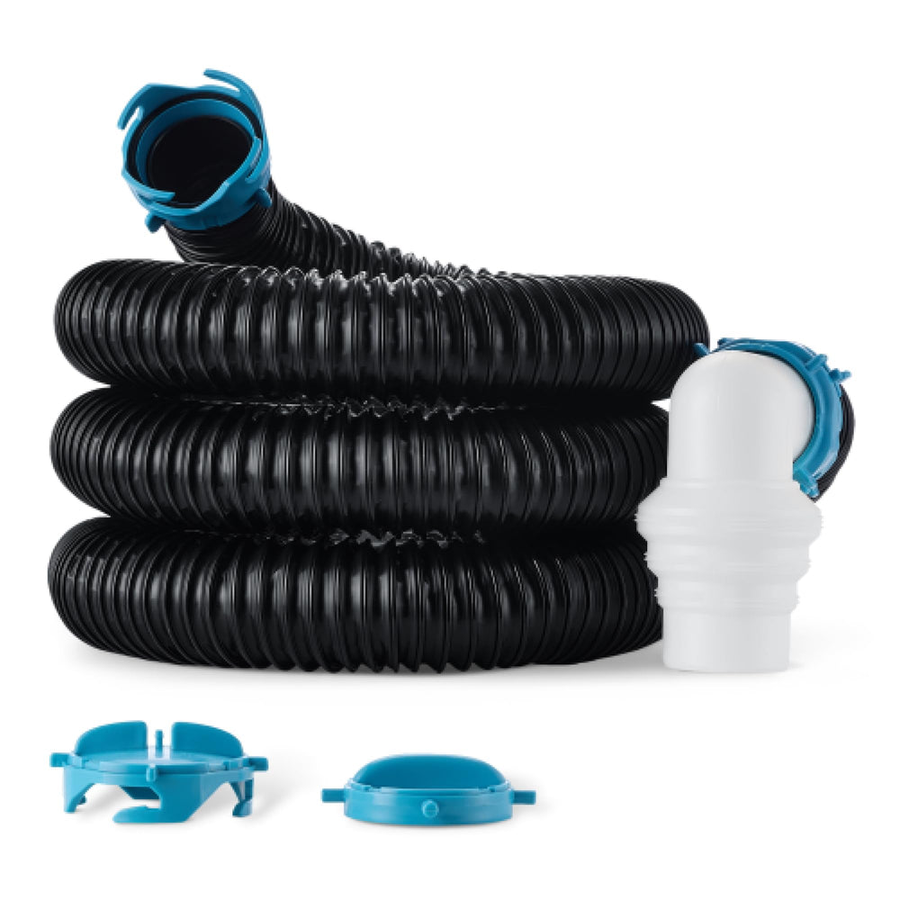 Amazon Basics front view of 15 ft hose kit showing compact packaging and sturdy build benefits