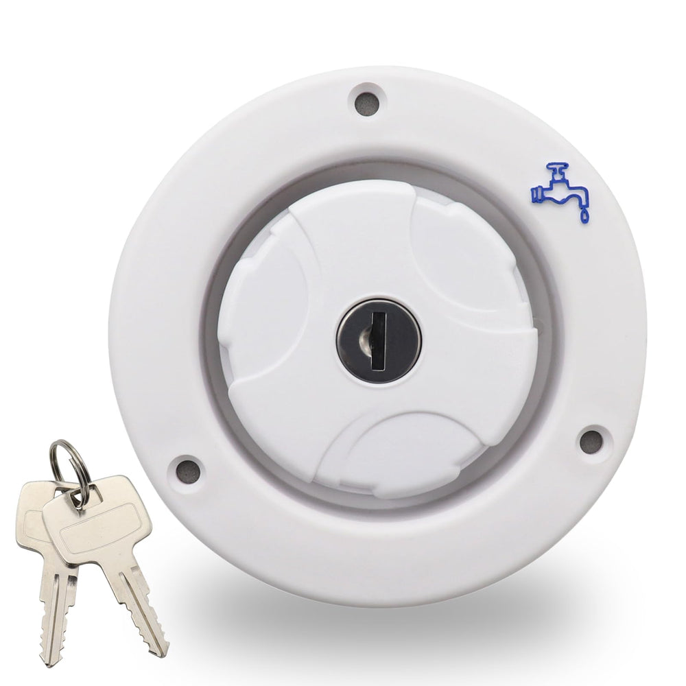 Ambuker front view lockable inlet cap showing secure design and easy access