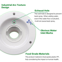 Ambuker detail of the 39mm large-diameter opening for faster filling