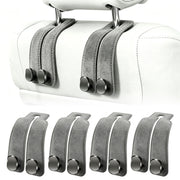 Amelity front packaging showing four gray headrest hooks and benefits