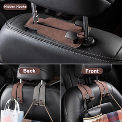 Amelity headrest hook holding grocery bag showing sturdy metal core and load support benefit stable storage