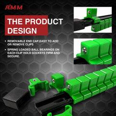 AMM rails loaded with sockets on workbench for rapid access and tool organization