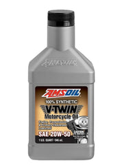 AMSOIL 20W-50 quart front label showing product benefits and use