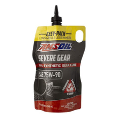Amsoil SVGPK front quart Easy-Pack showing label and benefits for long gear life
