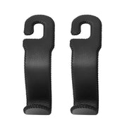 AMVOYOA front view of two black leather-wrapped hooks showing packaging and design benefit
