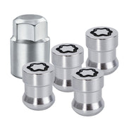 AMZAUTO front view showing four chrome wheel locks and key for visible security