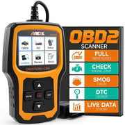 ANCEL AD410 front view showing display and durable casing, clear diagnostics benefit