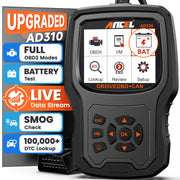 ANCEL AD530 front view showing compact scan tool and clear benefits