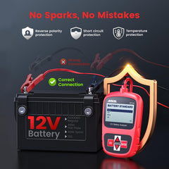 ANCEL BST200 clipped to car battery in-vehicle for fast roadside checks
