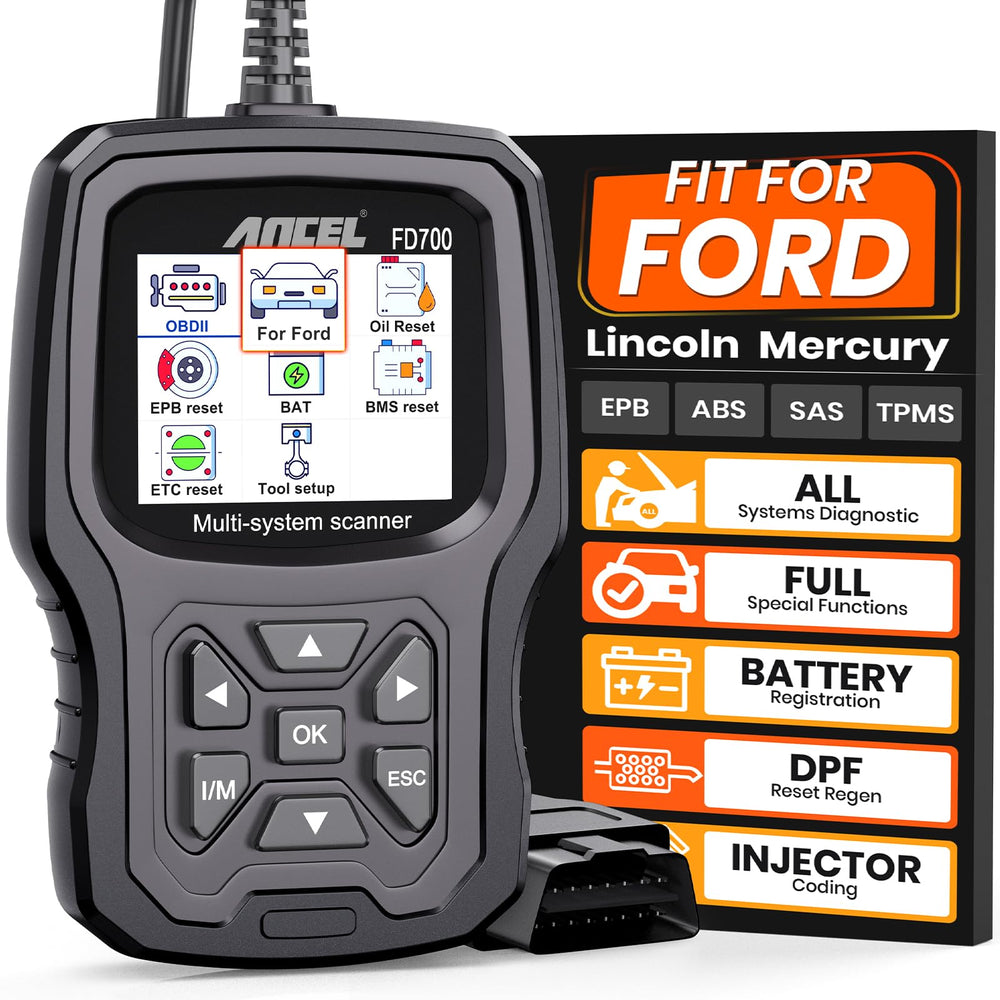 ANCEL FD700 front view showing durable housing and clear display for easy diagnostics
